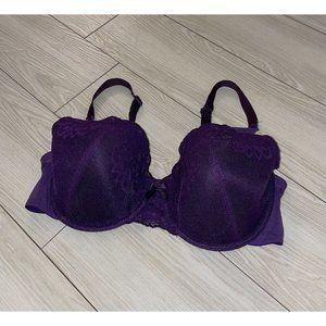 Scarlette Modern Movement Lace Full Coverage Lightly Lined Bra UW 38D Purple